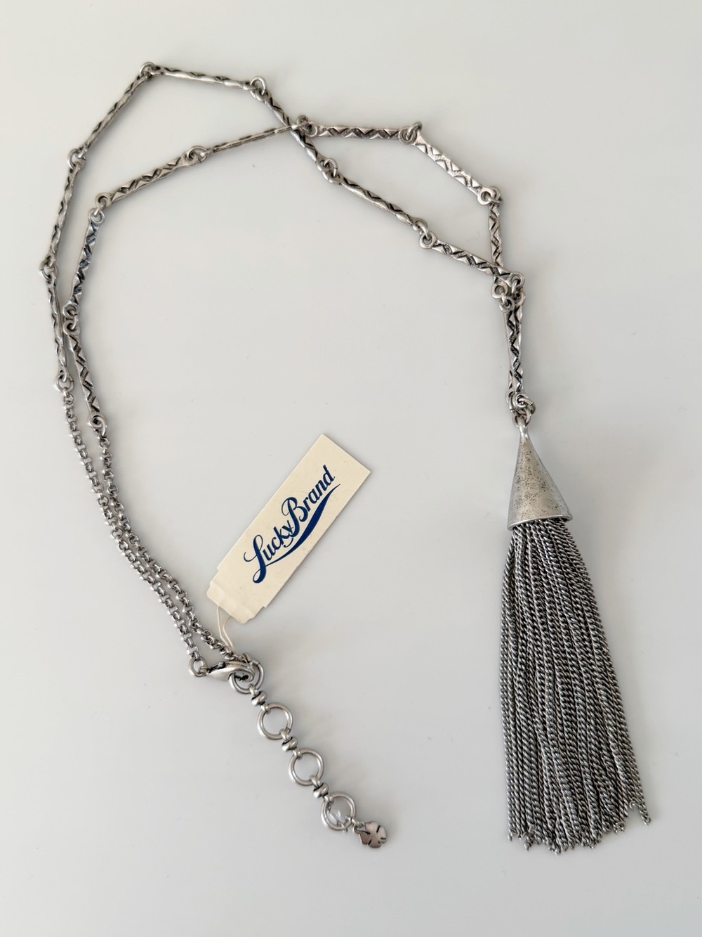 Lucky Brand Silver Tone Tassal Long Necklace NWT